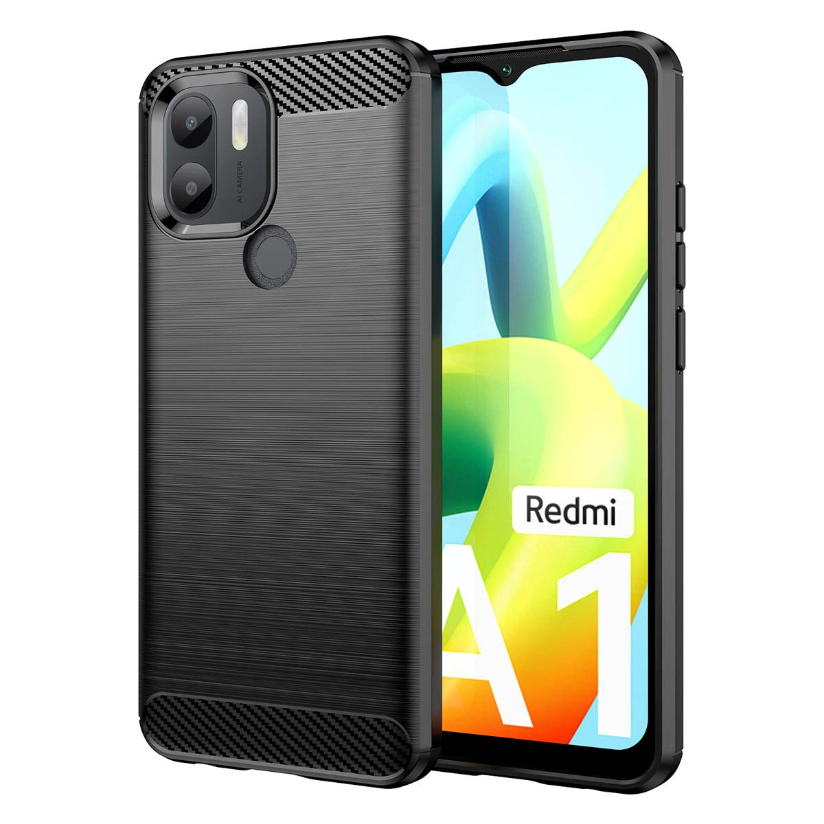 Carbon Case case for Xiaomi Redmi A1+ flexible silicone carbon cover black_1