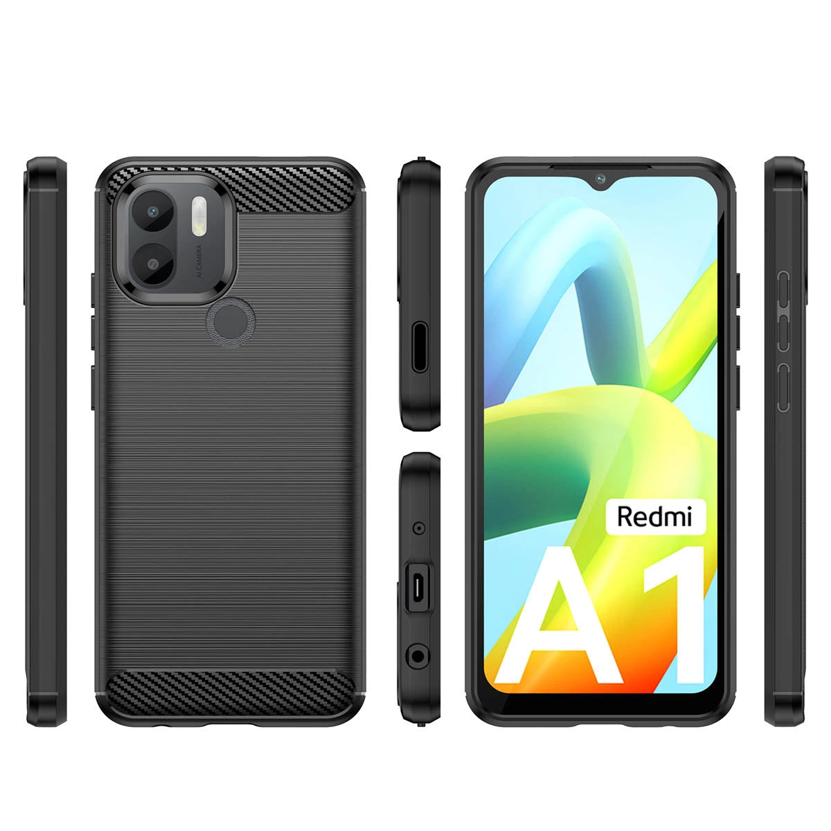 Carbon Case case for Xiaomi Redmi A1+ flexible silicone carbon cover black_2