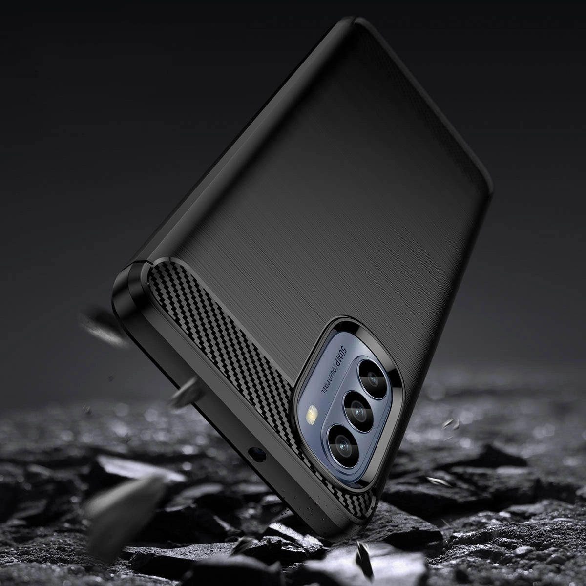 Carbon Case for Motorola Moto G62 5G flexible silicone carbon cover black_2