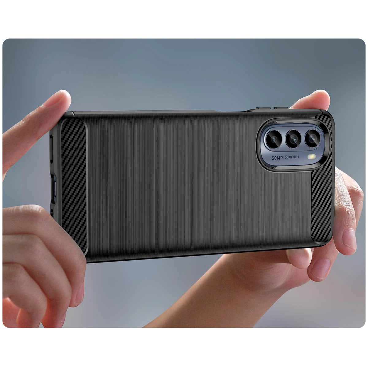 Carbon Case for Motorola Moto G62 5G flexible silicone carbon cover black_4