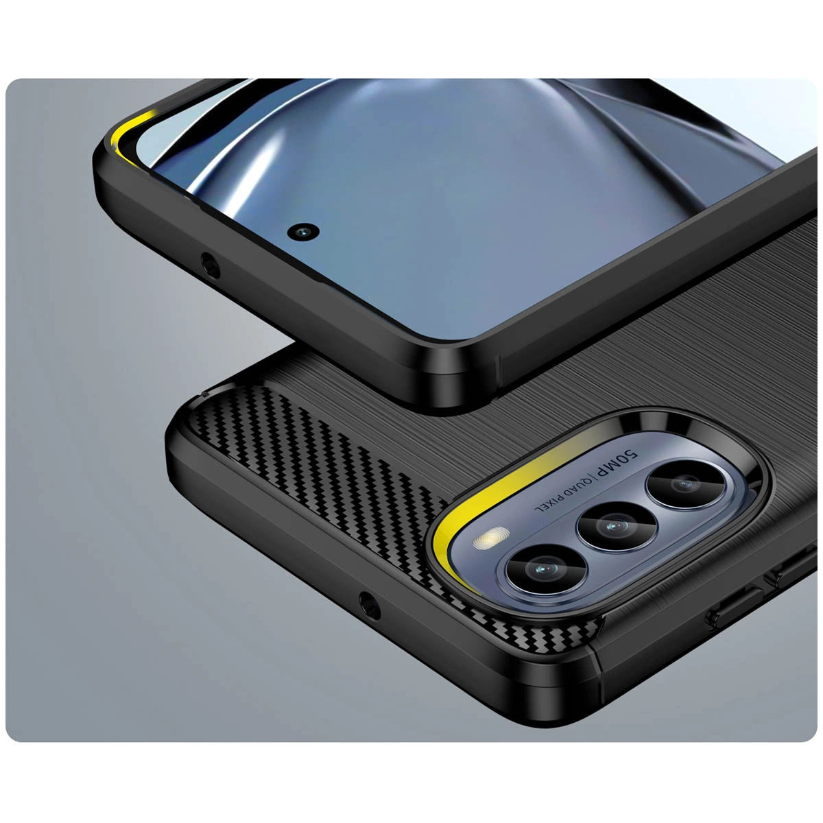 Carbon Case for Motorola Moto G62 5G flexible silicone carbon cover black_5