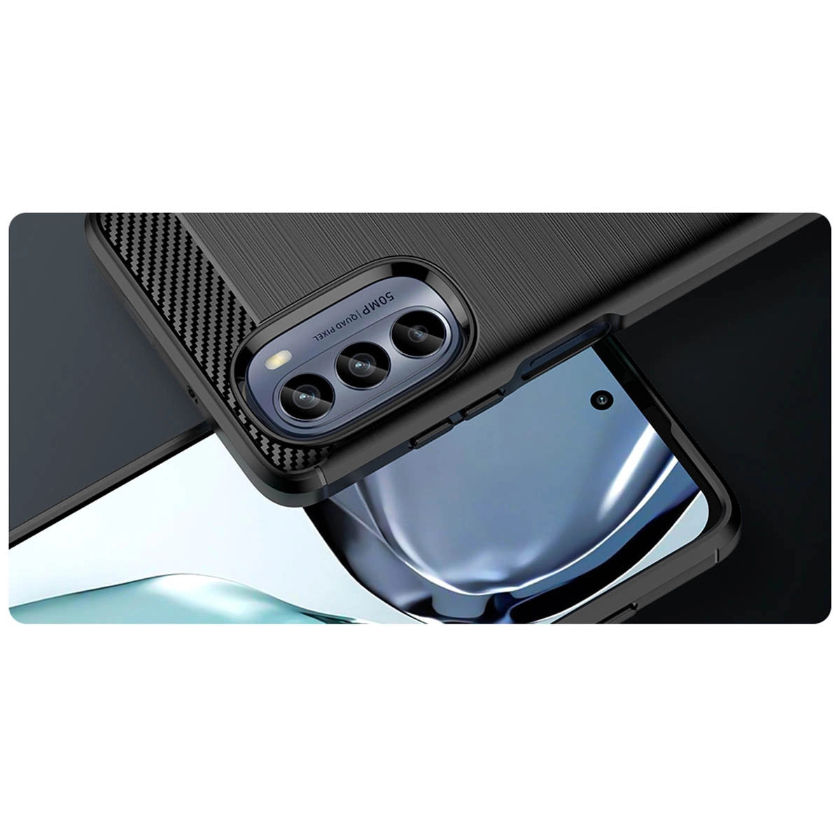 Carbon Case for Motorola Moto G62 5G flexible silicone carbon cover black_7
