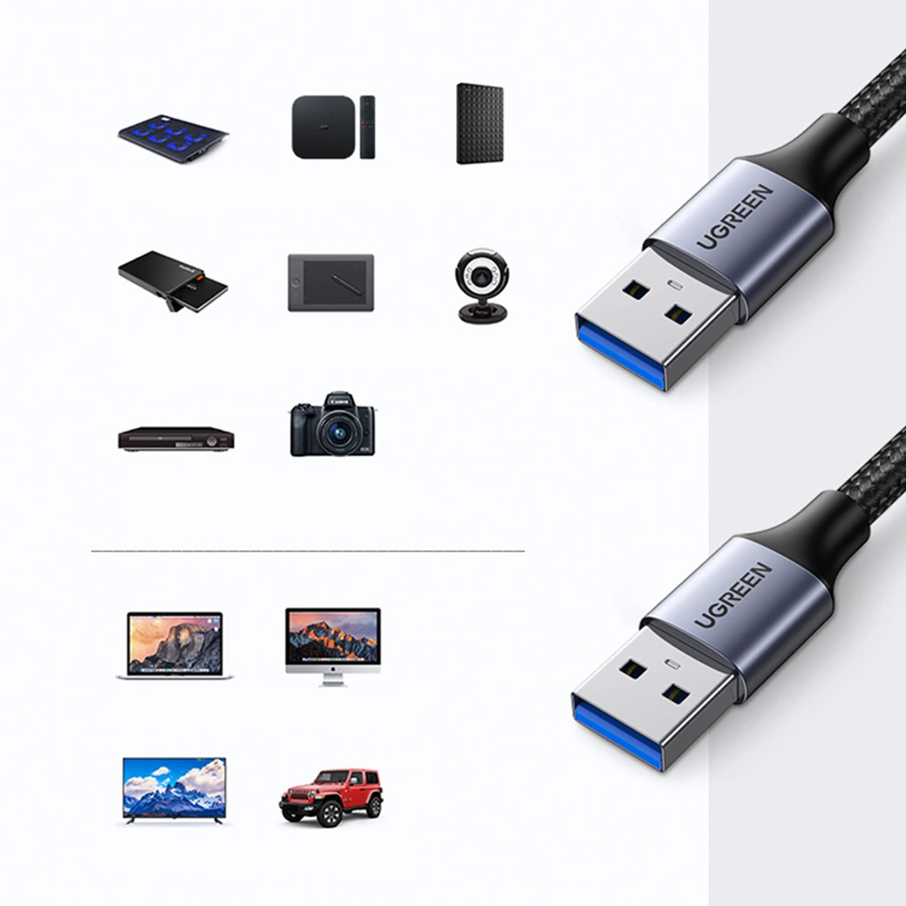 Ugreen cable USB cable - USB 3.0 5Gb/s 1m gray (US373)_1