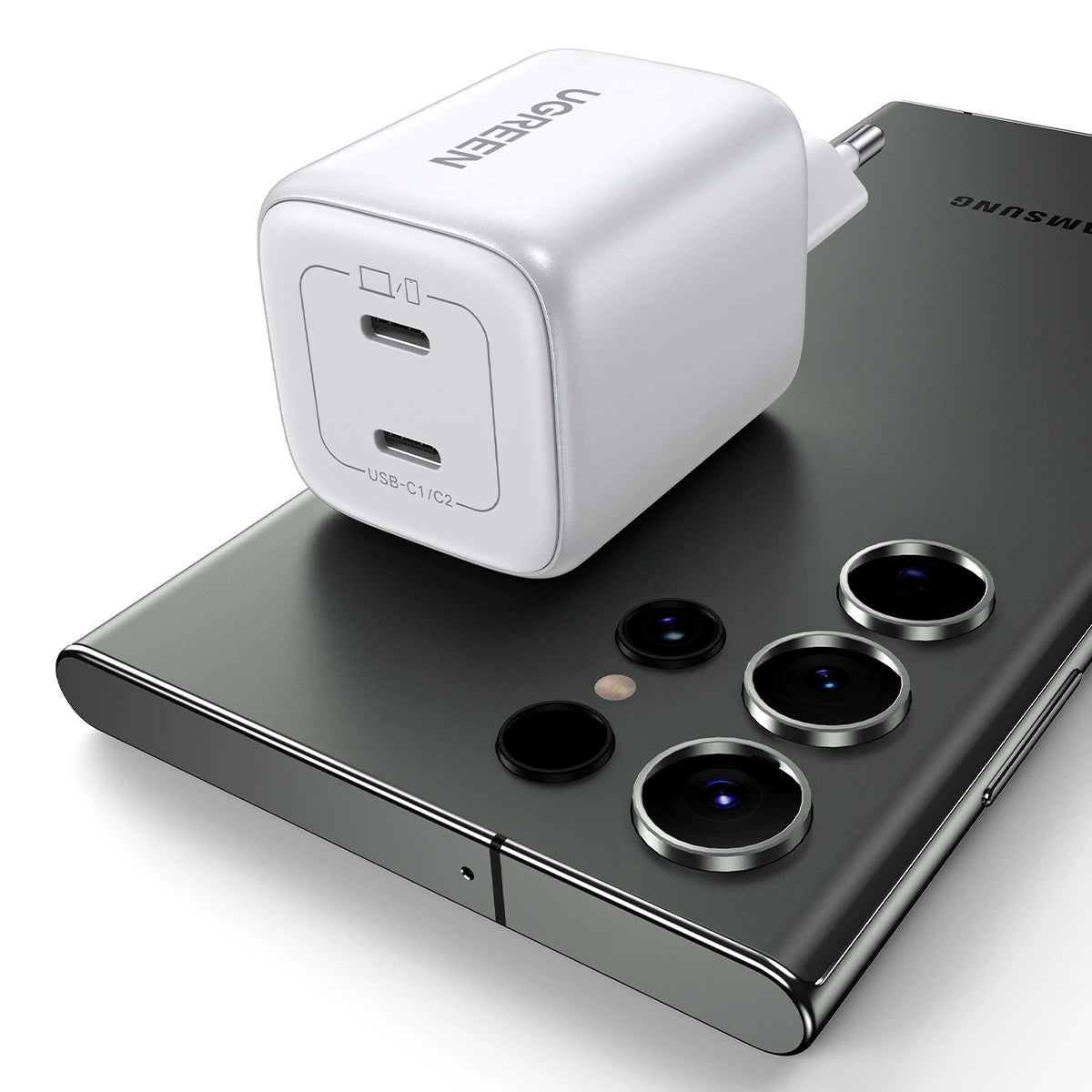 GaN Fast Charger 2 x USB-C 45W QC PD Ugreen CD294 - White_10