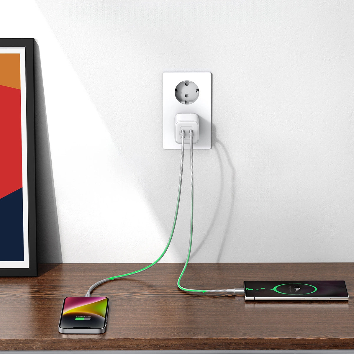 GaN Fast Charger 2 x USB-C 45W QC PD Ugreen CD294 - White_6