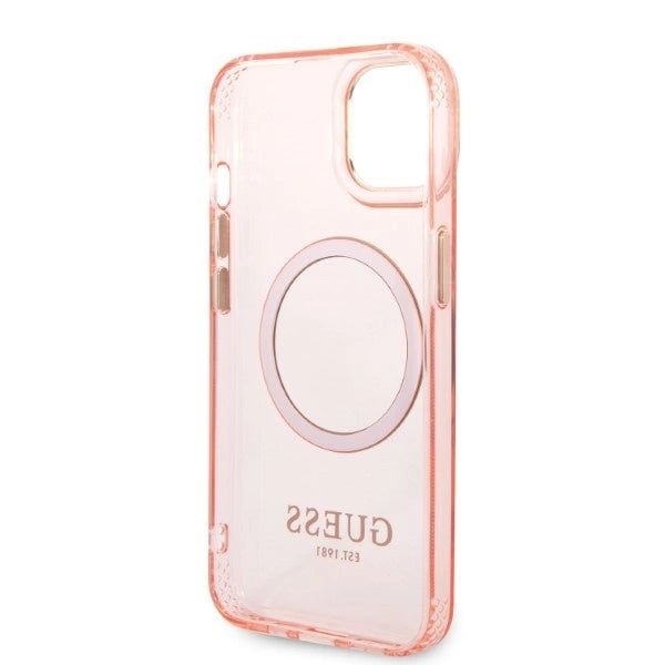 Guess GUHMP14SHTCMP iPhone 14 6.1" pink/pink hard case Gold Outline Translucent MagSafe_6