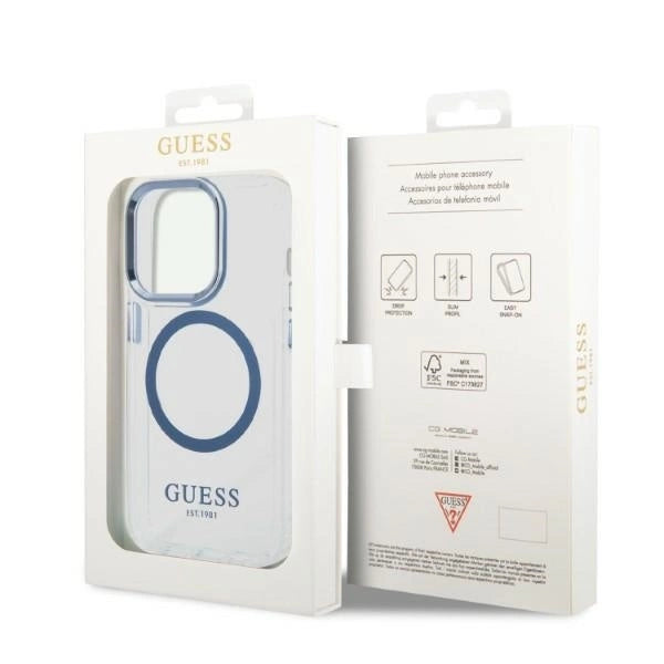 Guess GUHMP14XHTRMB iPhone 14 Pro Max 6.7" blue/blue hard case Metal Outline Magsafe_7