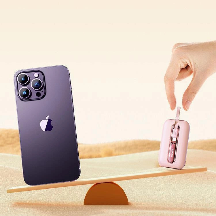 Joyroom mini powerbank 10000mAh Colorful Series 22.5W with 2 built-in USB C and Lightning cables pink (JR-L012)_13