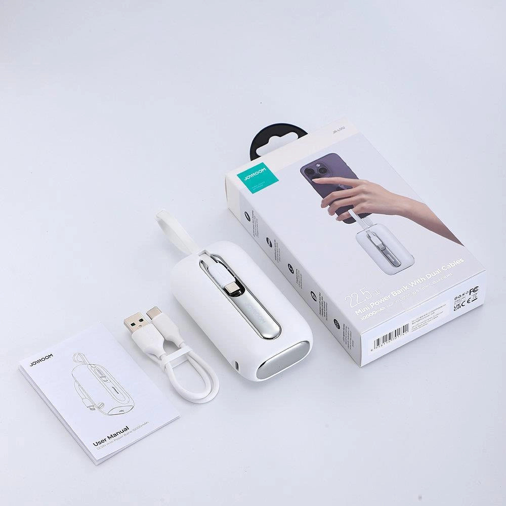 Joyroom mini powerbank 10000mAh Colorful Series 22.5W with 2 built-in USB C and Lightning cables white (JR-L012)_5