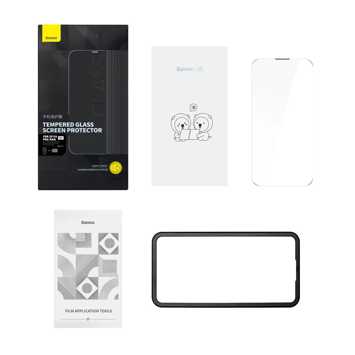 Baseus Full Screen Tempered Glass for iPhone 14 Pro Max with Speaker Cover 0.3mm + Mounting Frame_10