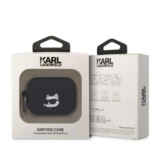 Karl Lagerfeld KLAP2RUNCHK AirPods Pro 2 cover black/black Silicone Choupette Head 3D_3
