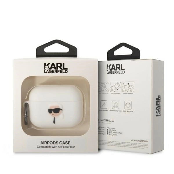 Karl Lagerfeld KLAP2RUNIKH AirPods Pro 2 cover white/white Silicone Karl Head 3D_3
