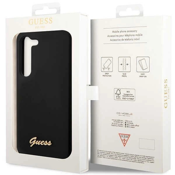 Guess GUHCS23MSLSMK S23+ S916 black/black hardcase Silicone Vintage Gold Logo_7