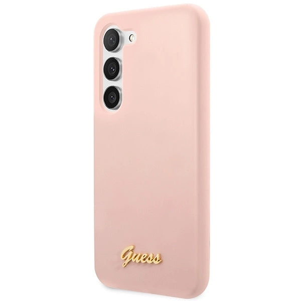 Guess GUHCS23SLSLMGPP S23 S911 pink/pink hardcase Silicone Script Metal Logo_1