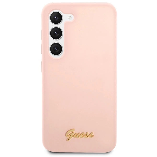 Guess GUHCS23SLSLMGPP S23 S911 pink/pink hardcase Silicone Script Metal Logo_2