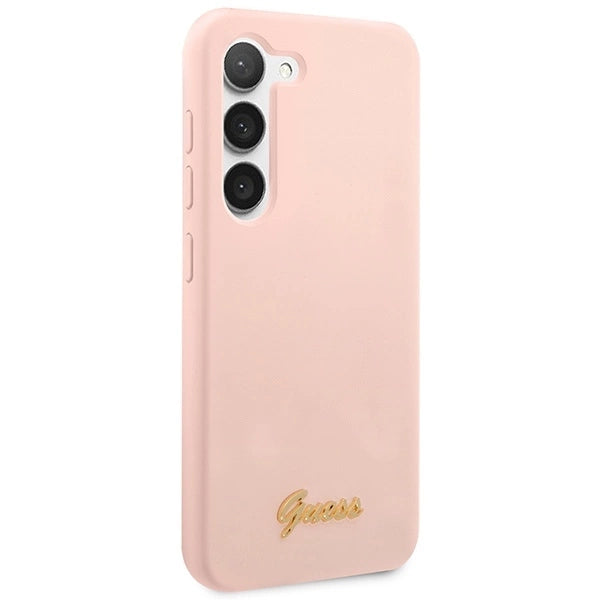 Guess GUHCS23SLSLMGPP S23 S911 pink/pink hardcase Silicone Script Metal Logo_3