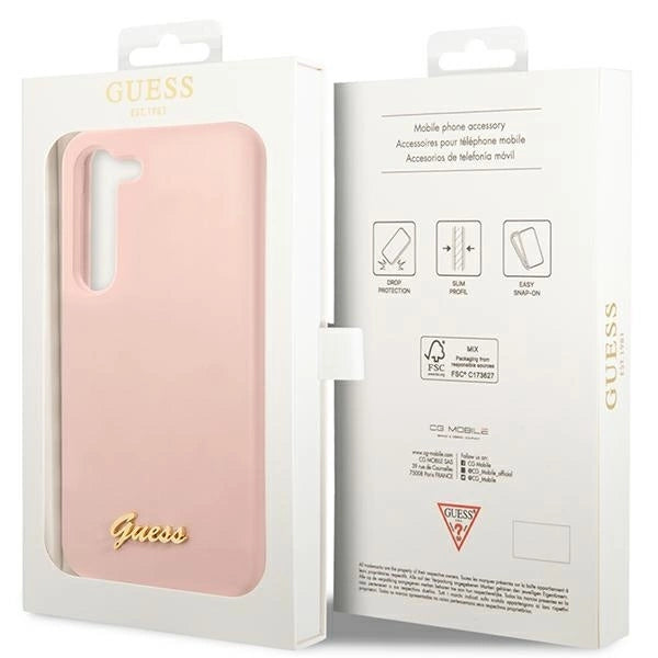Guess GUHCS23SLSLMGPP S23 S911 pink/pink hardcase Silicone Script Metal Logo_7