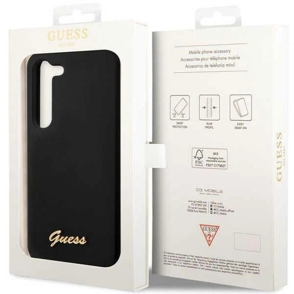 Guess GUHCS23SSLSMK S23 S911 black/black hardcase Silicone Vintage Gold Logo_7