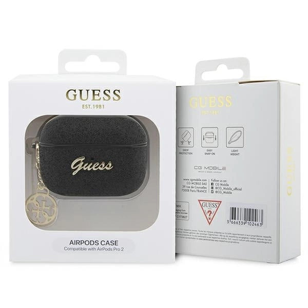 Guess GUAP2GLGSHK AirPods Pro 2 cover black/black Glitter Flake 4G Charm_3