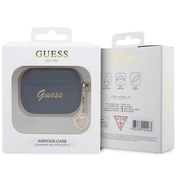 Guess GUAP2LSCHSK AirPods Pro 2 cover black/black Silicone Charm Heart Collection_3