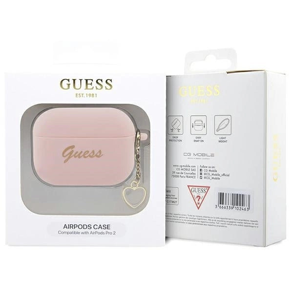 Guess GUAP2LSCHSP AirPods Pro 2 cover pink/pink Silicone Charm Heart Collection_3