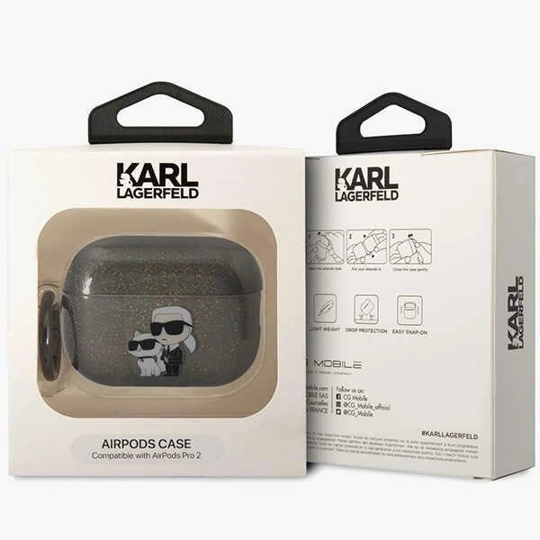 Karl Lagerfeld KLAP2HNKCTGK Airpods Pro 2 cover black/black Gliter Karl&Choupette_3