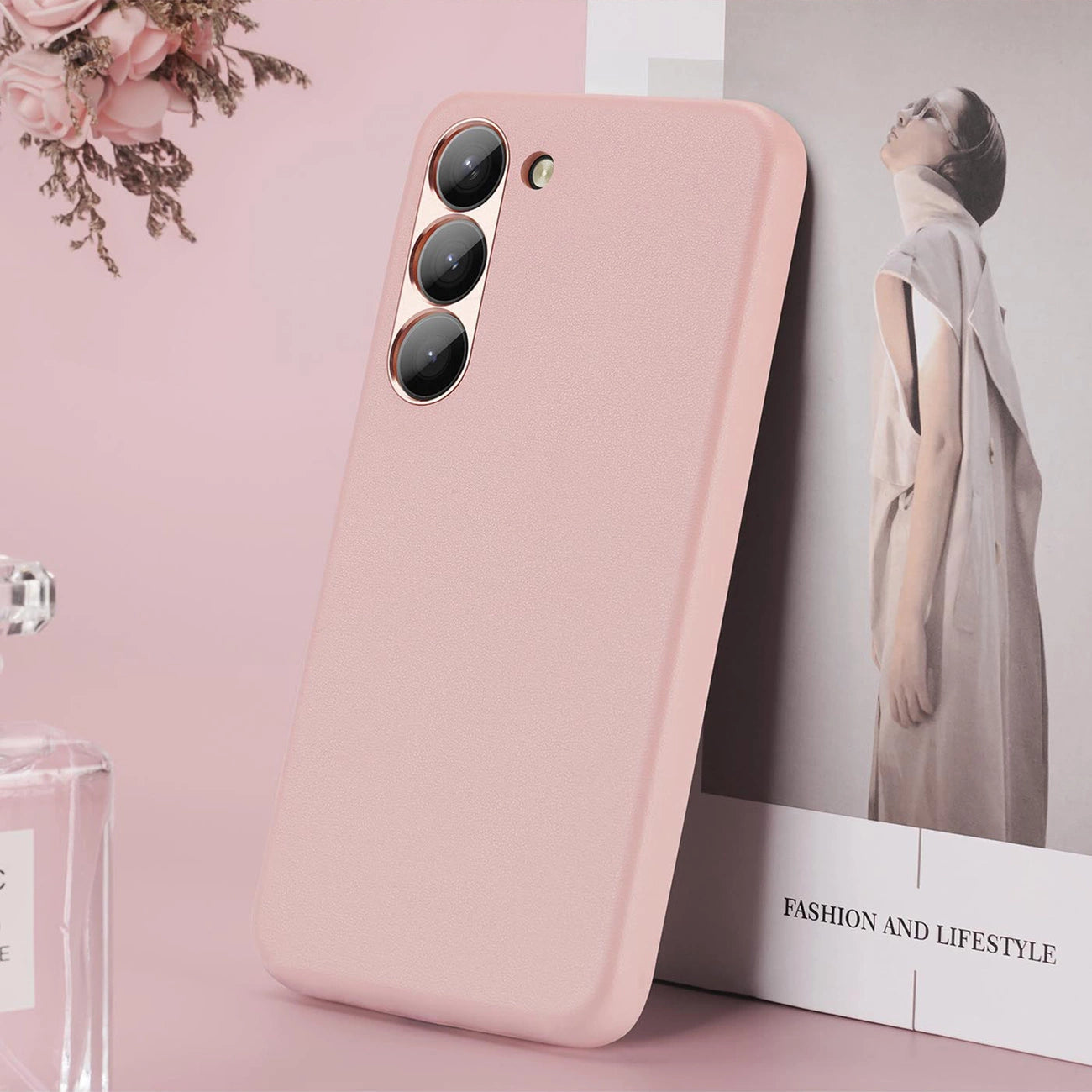 Dux Ducis Grit case for Samsung Galaxy S23+ elegant case made of artificial leather pink_9