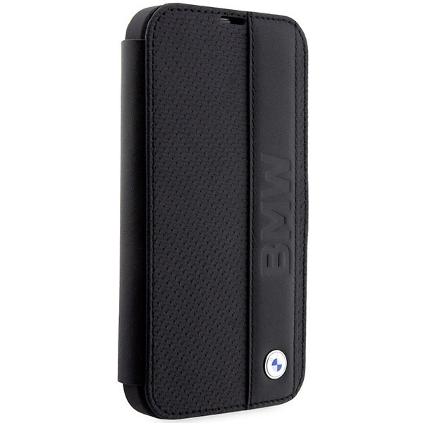Case BMW BMBKP14L22RDPK iPhone 14 Pro 6.1" black/black bookcase Leather Textured&Stripe_2