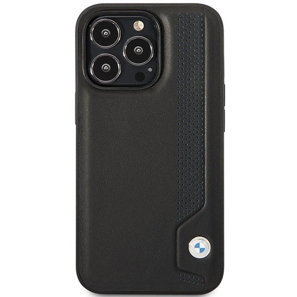 Case BMW BMHCP14L22RBDK iPhone 14 Pro 6.1" black/black hardcase Leather Blue Dots_2
