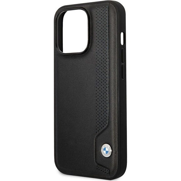 Case BMW BMHCP14L22RBDK iPhone 14 Pro 6.1" black/black hardcase Leather Blue Dots_5
