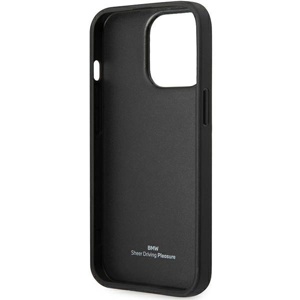 Case BMW BMHCP14L22RBDK iPhone 14 Pro 6.1" black/black hardcase Leather Blue Dots_6