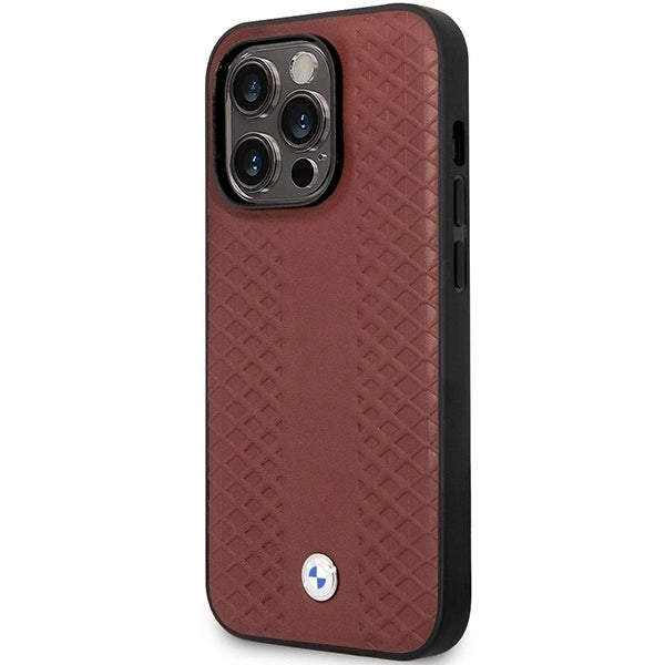 Case BMW BMHCP14L22RFGR iPhone 14 Pro 6.1" Burgundy/burgundy Leather Diamond Pattern_1