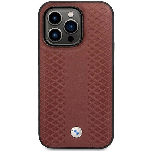 Case BMW BMHCP14L22RFGR iPhone 14 Pro 6.1" Burgundy/burgundy Leather Diamond Pattern_2