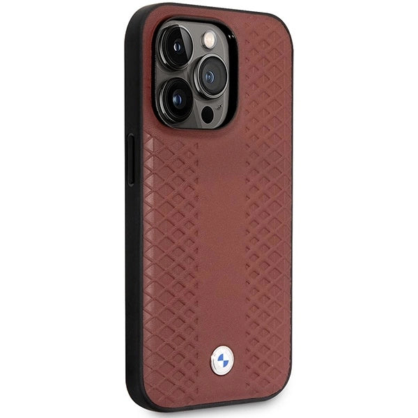 Case BMW BMHCP14L22RFGR iPhone 14 Pro 6.1" Burgundy/burgundy Leather Diamond Pattern_3