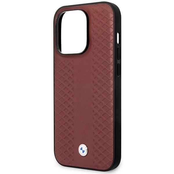 Case BMW BMHCP14L22RFGR iPhone 14 Pro 6.1" Burgundy/burgundy Leather Diamond Pattern_5