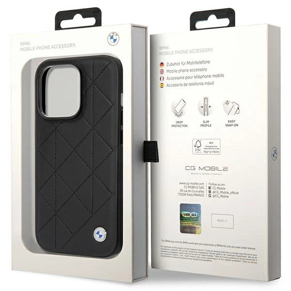 Case BMW BMHCP14L22RQDK iPhone 14 Pro 6.1" black/black Leather Quilted_7