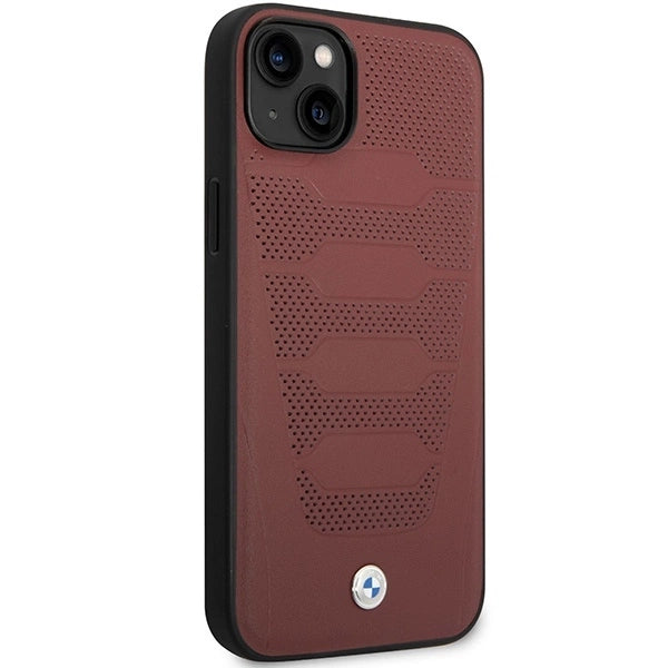 Case BMW BMHCP14S22RPSR iPhone 14 6.1" burgundy/burgundy Leather Seats Pattern_1