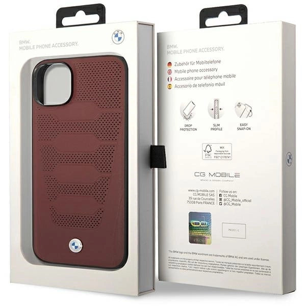 Case BMW BMHCP14S22RPSR iPhone 14 6.1" burgundy/burgundy Leather Seats Pattern_7