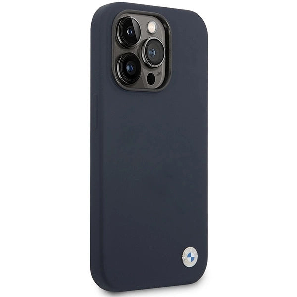 Case BMW BMHMP14LSILNA iPhone 14 Pro 6.1" navy blue/navy Silicone Metal Logo MagSafe_3