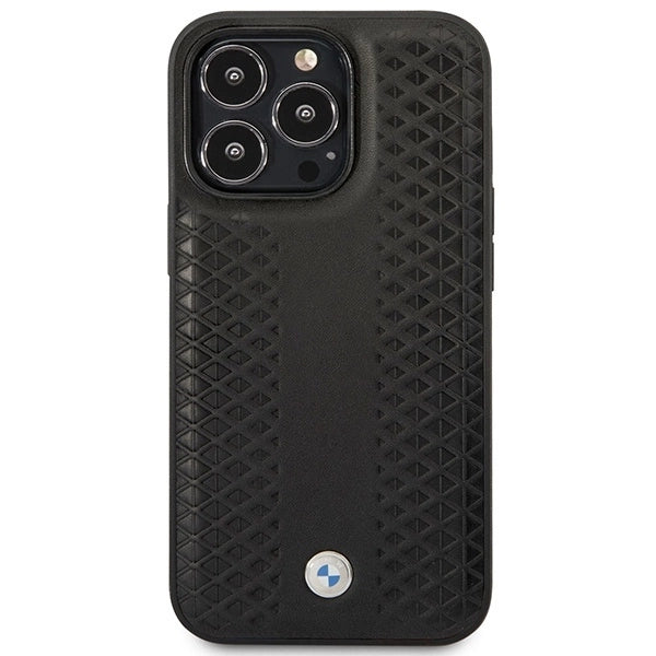 Case BMW BMHMP14X22RFGK iPhone 14 Pro Max 6.7" black/black Leather Diamond Pattern MagSafe_2