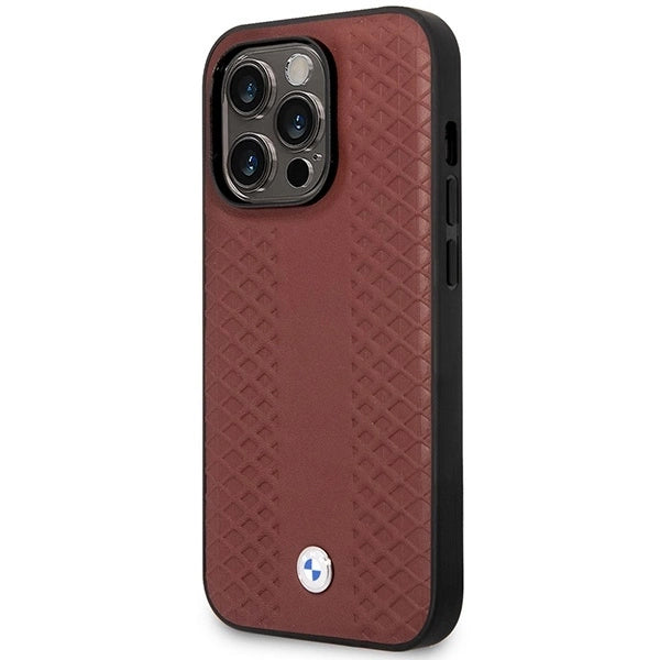 Case BMW BMHMP14X22RFGR iPhone 14 Pro Max 6.7" Burgundy/burgundy Leather Diamond Pattern MagSafe_1