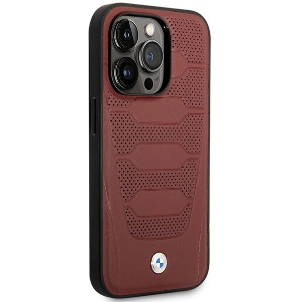 Case BMW BMHMP14X22RPSR iPhone 14 Pro Max 6.7" Burgundy/burgundy Leather Seats Pattern MagSafe_3