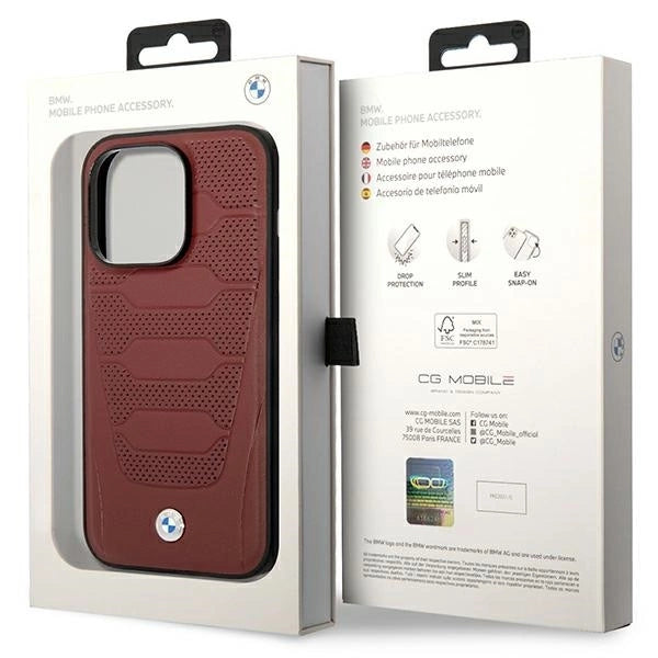 Case BMW BMHMP14X22RPSR iPhone 14 Pro Max 6.7" Burgundy/burgundy Leather Seats Pattern MagSafe_7