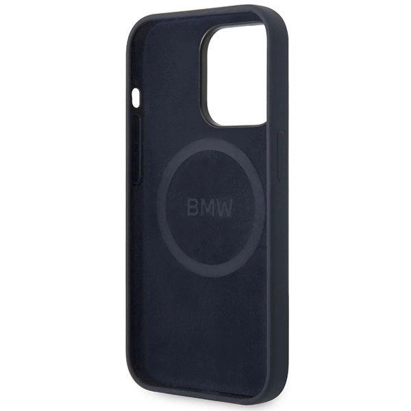 Case BMW BMHMP14XSILNA iPhone 14 Pro Max 6.7" navy blue/navy Silicone Metal Logo MagSafe_6