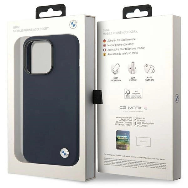 Case BMW BMHMP14XSILNA iPhone 14 Pro Max 6.7" navy blue/navy Silicone Metal Logo MagSafe_7