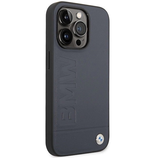 Case BMW BMHMP14XSLLNA iPhone 14 Pro Max 6.7" navy/navy hardcase Leather Hot Stamp MagSafe_3