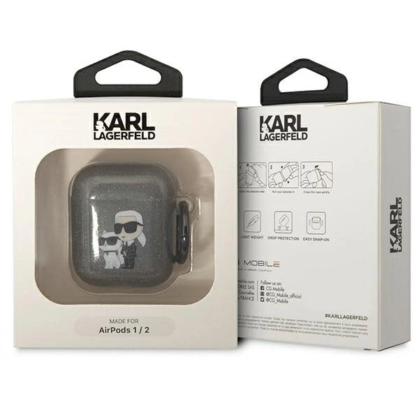 Karl Lagerfeld KLA2HNKCTGK Airpods 1/2 cover black/black Gliter Karl&Choupette_2