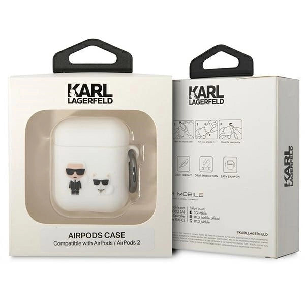 Karl Lagerfeld KLACA2SILKCW AirPods 1/2 cover white/white Silicone Karl & Choupette_2