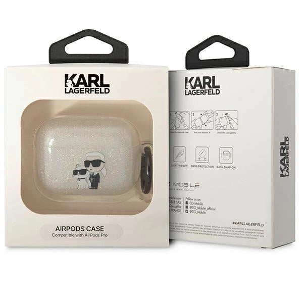 Karl Lagerfeld KLAPHNKCTGT Airpods Pro cover transparent Gliter Karl&Choupette_2