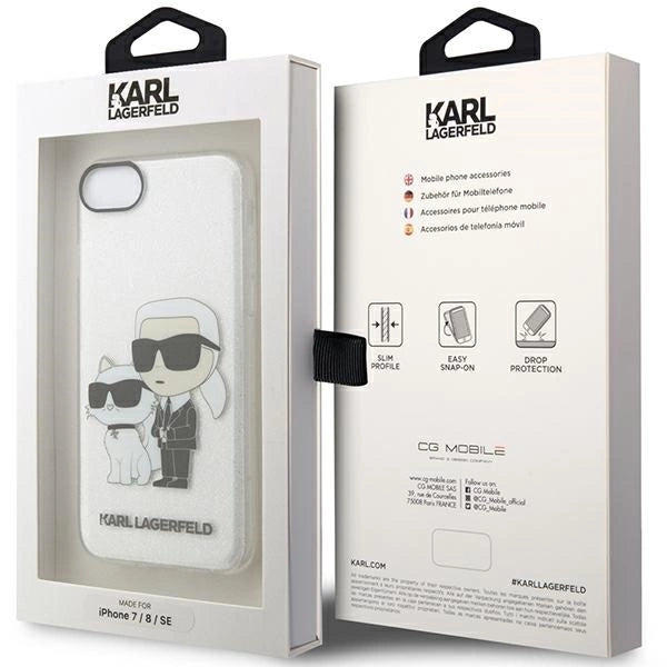 Karl Lagerfeld KLHCI8HNKCTGT iPhone 7/8/ SE 2020 / SE 2022 transparent hardcase Gliter Karl&Choupette_7
